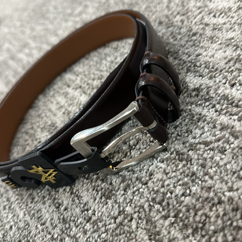 NWT Men's Wearhouse Double Loop Leather‎ Dress Belt Dark Brown Men’s Size 40